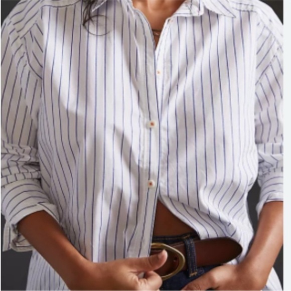 Anthropologie Maeve Button down shirt with Love You More than Yesterday on back - Picture 3 of 9